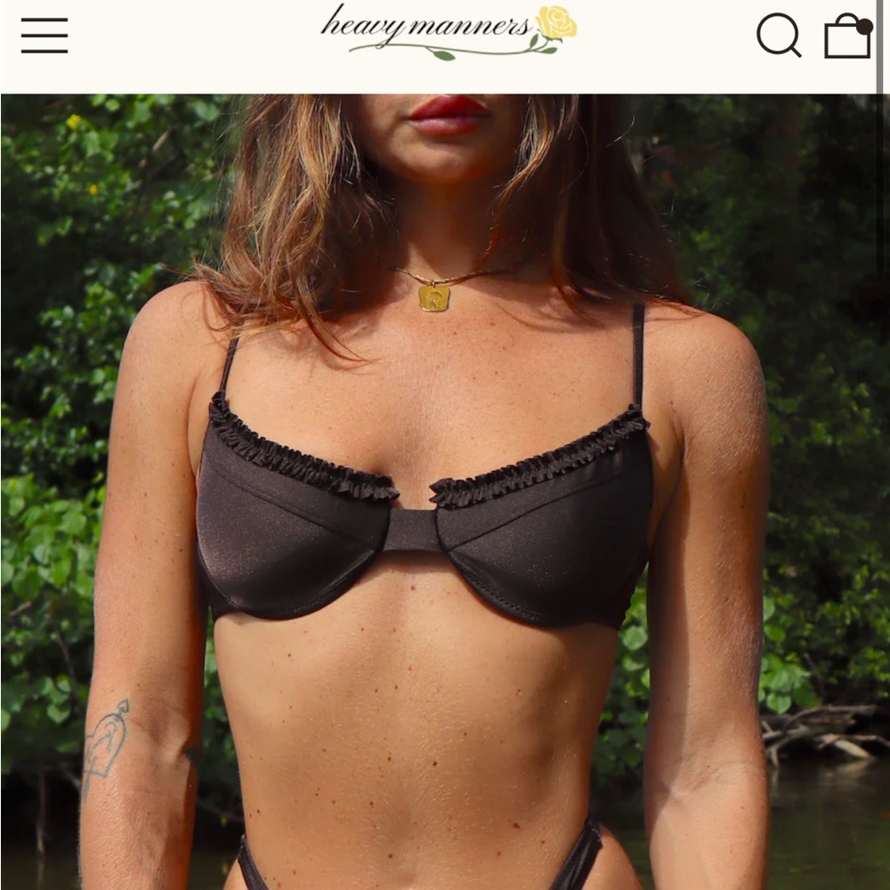 Heavy Manners mocha ruffled underwire top- NWT